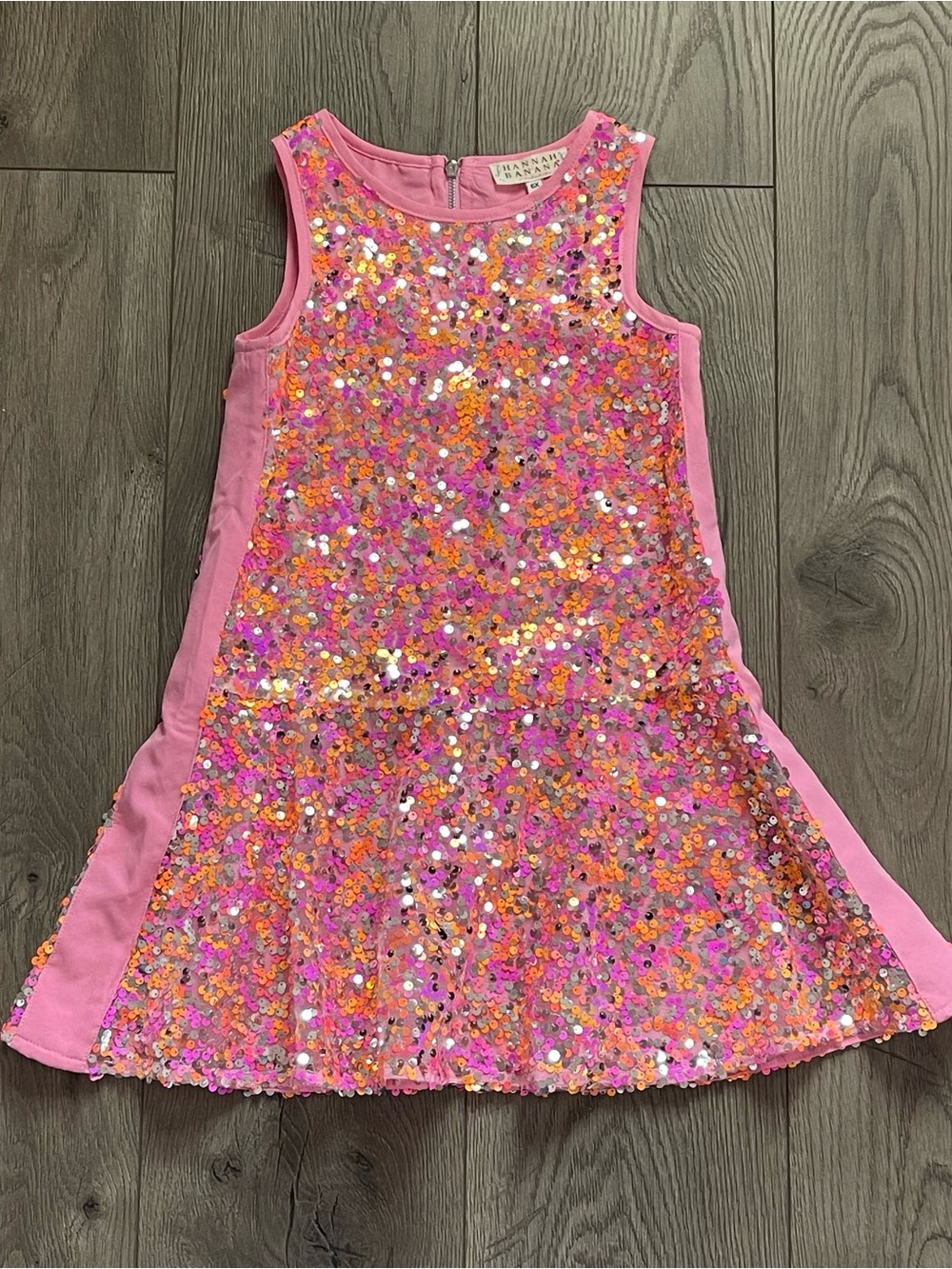 Hannah Banana by Sara Sara 6X Pink Orange Multi Drop Waist Sequin Dress